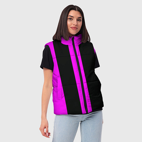 Женский жилет Color black pink lines / 3D-Черный – фото 3