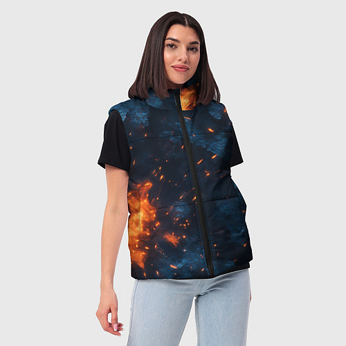 Женский жилет Синий камуфляж с искрами / 3D-Черный – фото 3