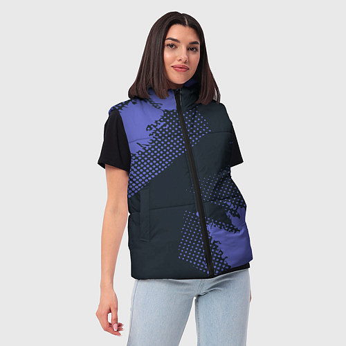 Женский жилет Абстрактная текстура в синем / 3D-Черный – фото 3