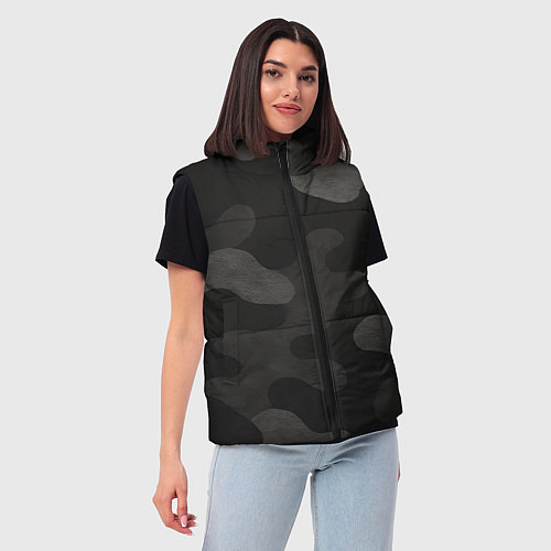 Женский жилет Черно-серый камуфляж / 3D-Черный – фото 3