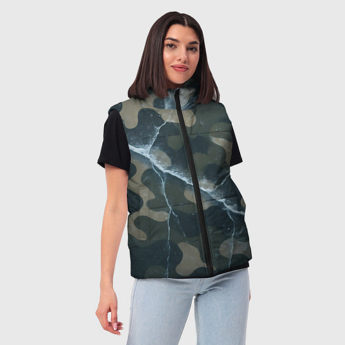 Женский жилет Ледяной камуфляж / 3D-Черный – фото 3