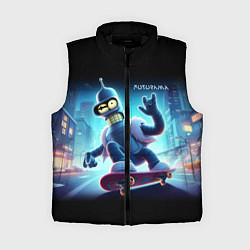 Женский жилет Bender is a skateboarder in neon street - ai art