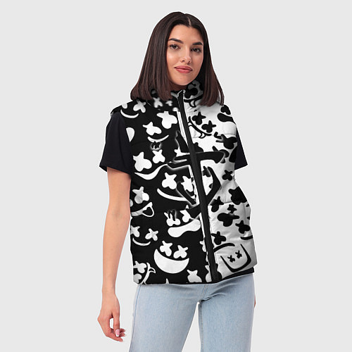 Женский жилет Doom x Marshmello pattern / 3D-Черный – фото 3