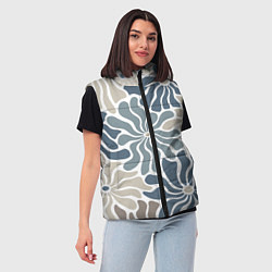 Женский жилет Цветы blue and beige pattern, цвет: 3D-черный — фото 2