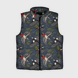 Женский жилет Дятлы и цветы