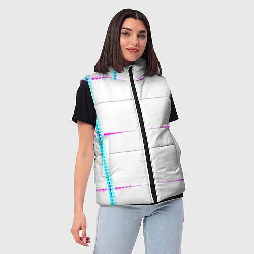 Женский жилет Color white blue pink stripes / 3D-Черный – фото 3