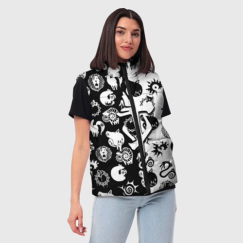 Женский жилет Doom anime black pattern / 3D-Черный – фото 3