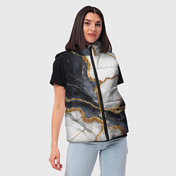 Женский жилет Мрамор белый и черный с золотом, цвет: 3D-черный — фото 2