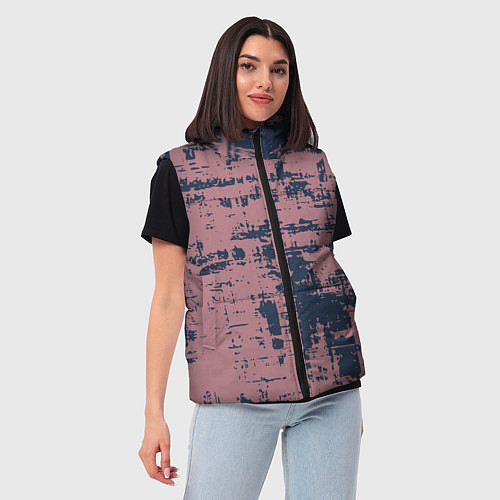 Женский жилет Текстура с потертостями сине-розовая / 3D-Черный – фото 3