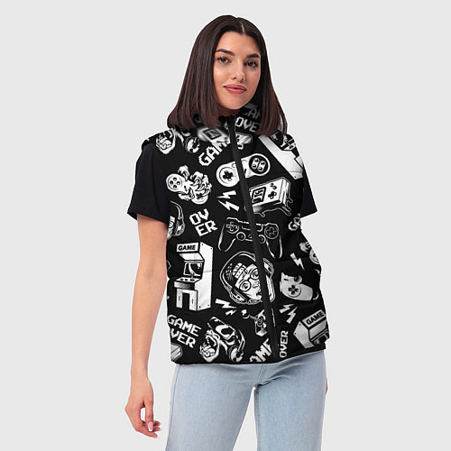 Женский жилет Retro gamer pattern / 3D-Черный – фото 3