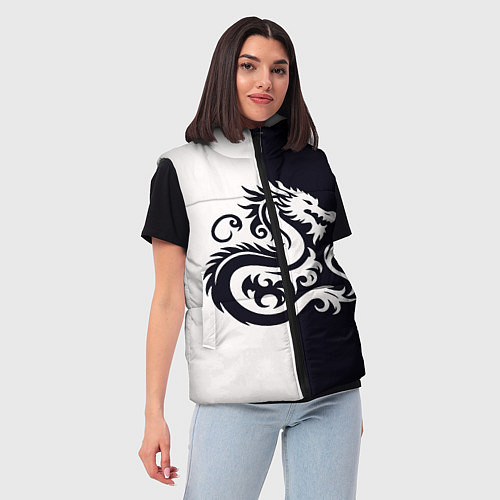Женский жилет Дракон на темно-синем / 3D-Черный – фото 3