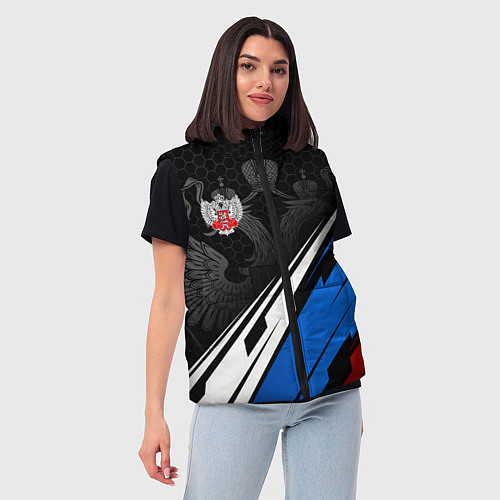 Женский жилет Федерация бокса России - триколор / 3D-Черный – фото 3