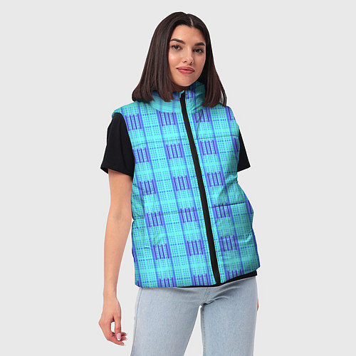 Женский жилет Color neon light blue purple stripes / 3D-Черный – фото 3