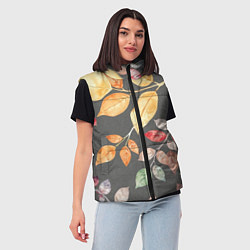 Женский жилет Шумный листопад на сером, цвет: 3D-черный — фото 2