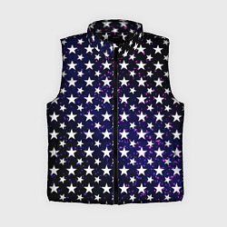 Женский жилет Паттерн со звёздами тёмно-синий, цвет: 3D-черный