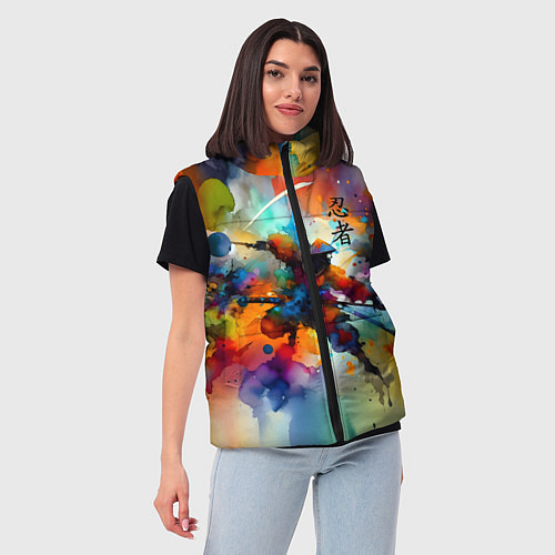 Женский жилет Ninja - watercolor impressionism / 3D-Черный – фото 3