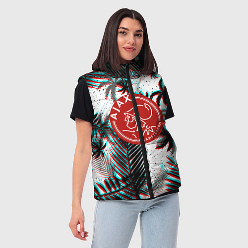 Женский жилет Ajax тропики глитч / 3D-Черный – фото 3