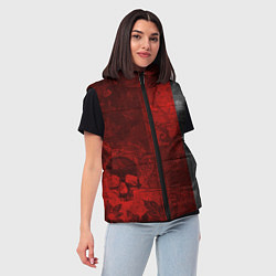 Женский жилет Багровый гранж с черепом, цвет: 3D-черный — фото 2