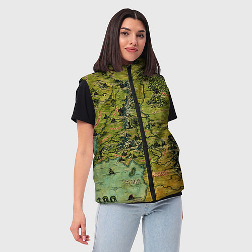 Женский жилет Властелин колец карта цветная / 3D-Черный – фото 3
