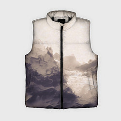 Женский жилет Сепия абстрактная горная река, цвет: 3D-черный