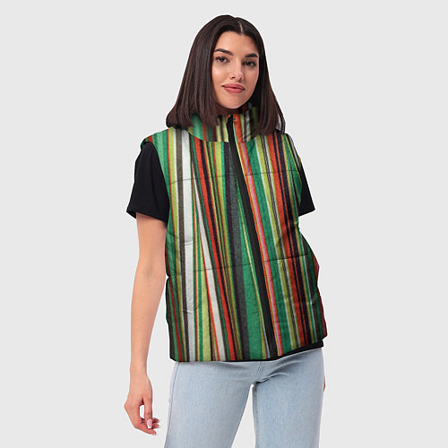 Женский жилет Полоски ткани / 3D-Черный – фото 3