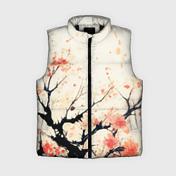 Женский жилет Чёрное дерево с цветами абстракция