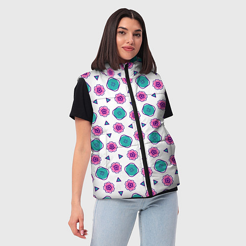 Женский жилет Цветочно-геометрический паттерн / 3D-Черный – фото 3