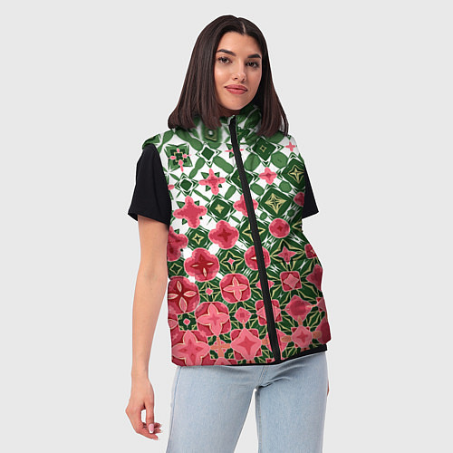 Женский жилет Розово-зеленая метаморфоза / 3D-Черный – фото 3