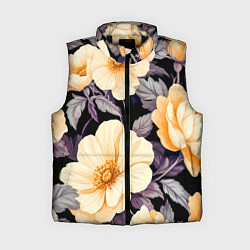 Женский жилет Крупные жёлтые цветы, цвет: 3D-черный