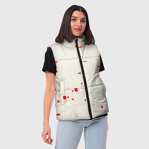 Женский жилет Color white red shapes / 3D-Черный – фото 3