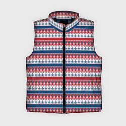 Женский жилет Скандинавский красно синий новогодний орнамент