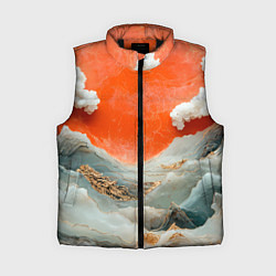Женский жилет Японский пейзаж абстракция, цвет: 3D-черный