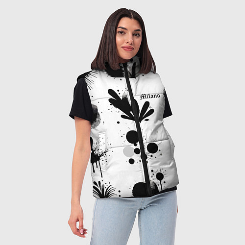 Женский жилет Растительный паттерн и кляксы - Милан / 3D-Черный – фото 3