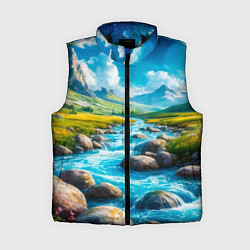 Женский жилет Пейзаж художественный горы речка камни
