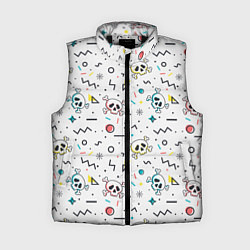 Женский жилет Паттерн с черепами и геометрическими фигурами на Х, цвет: 3D-черный