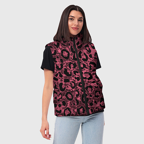 Женский жилет Тёмный пыльно-розовый стилизация под леопарда / 3D-Черный – фото 3