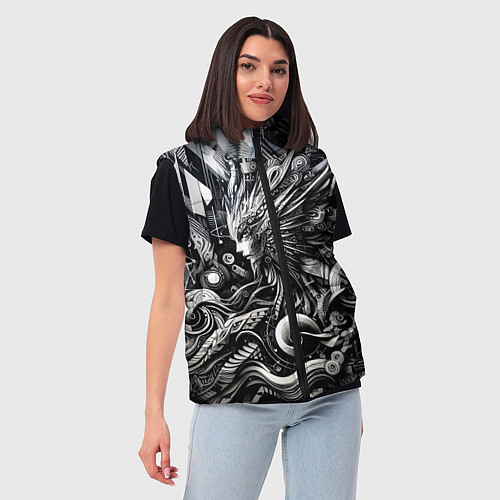 Женский жилет Abstraction cyber pattern - ai art fantasy / 3D-Черный – фото 3