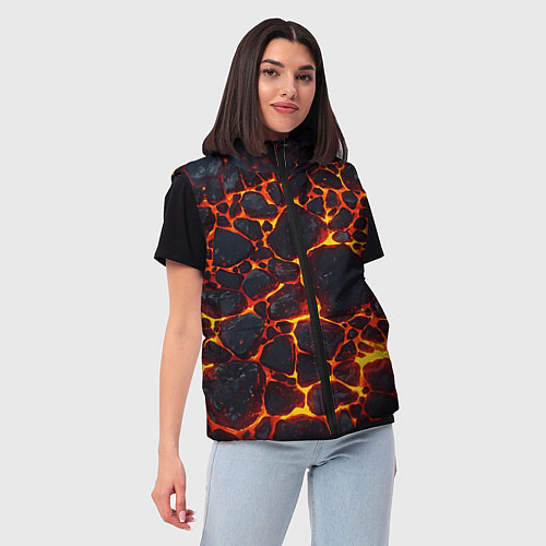 Женский жилет Огненная лава вулкана / 3D-Черный – фото 3
