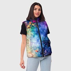 Женский жилет Волшебная светящаяся дымка с цветами, цвет: 3D-черный — фото 2
