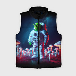 Женский жилет Космонавт Шрек на планете неоновых мухоморов, цвет: 3D-черный