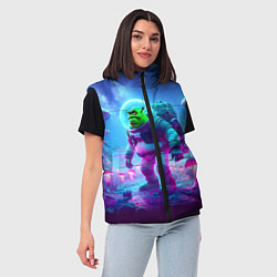 Женский жилет Шрек бравый космонавт на планете неоновых грибов, цвет: 3D-черный — фото 2