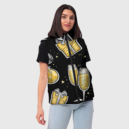 Женский жилет Новогодний вайб / 3D-Черный – фото 3