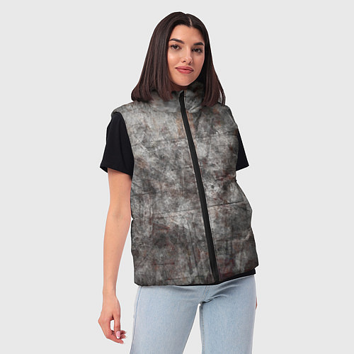 Женский жилет Абстракция - gray stone / 3D-Черный – фото 3