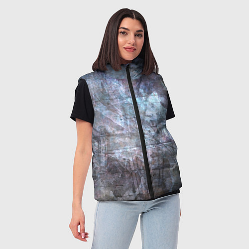 Женский жилет Абстракция - gray-blue hurricane / 3D-Черный – фото 3