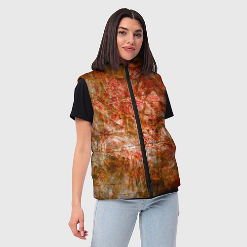 Женский жилет Абстракция - bright red / 3D-Черный – фото 3