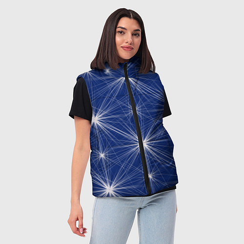 Женский жилет Звезды на синем фоне / 3D-Черный – фото 3