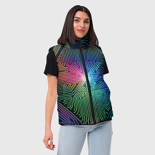 Женский жилет Линейная графика / 3D-Черный – фото 3