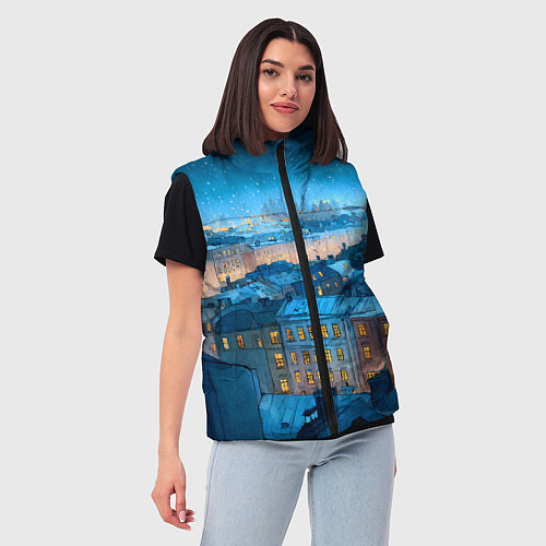 Женский жилет Крыши зимнего Питера / 3D-Черный – фото 3