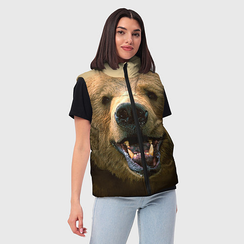 Женский жилет Взгляд медведя / 3D-Красный – фото 3