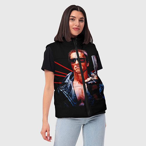 Женский жилет Терминатор с пистолетом / 3D-Черный – фото 3